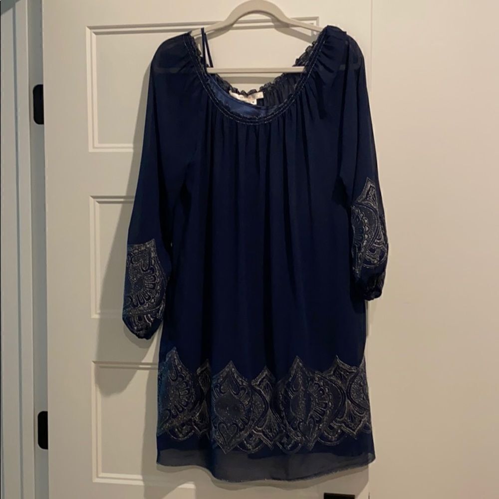 NWOT studio M navy blue bell sleeve dress